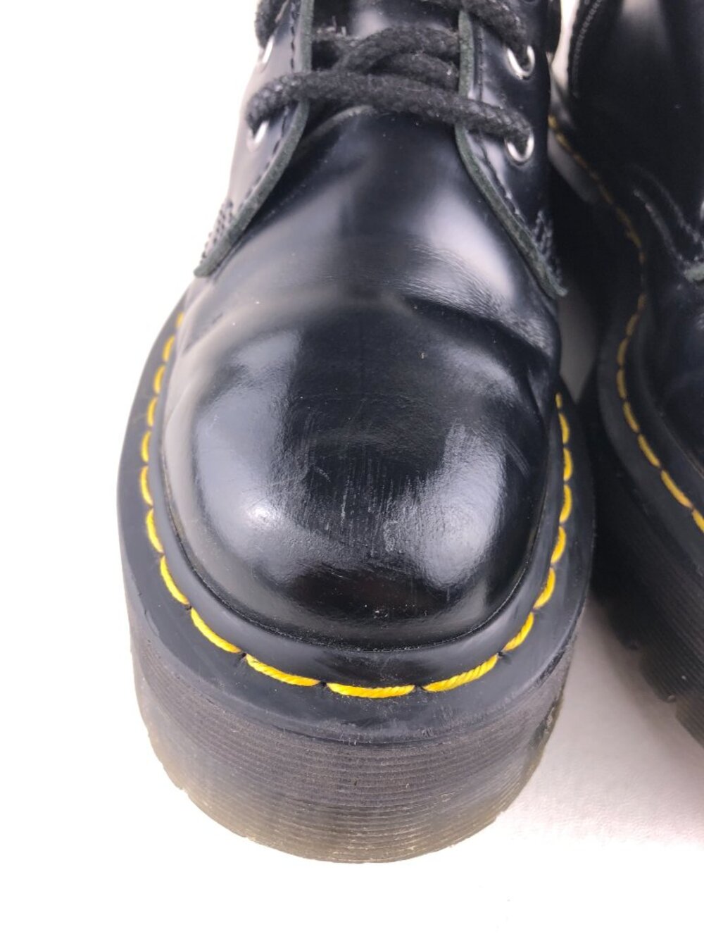Dr. Martens Jadon Black Leather Platform Combat Boots 7 - Picture 13 of 15